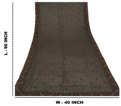 Sanskriti Vintage Embroidered Georgette Dupatta Long Stole Black Wrap Soft Veil