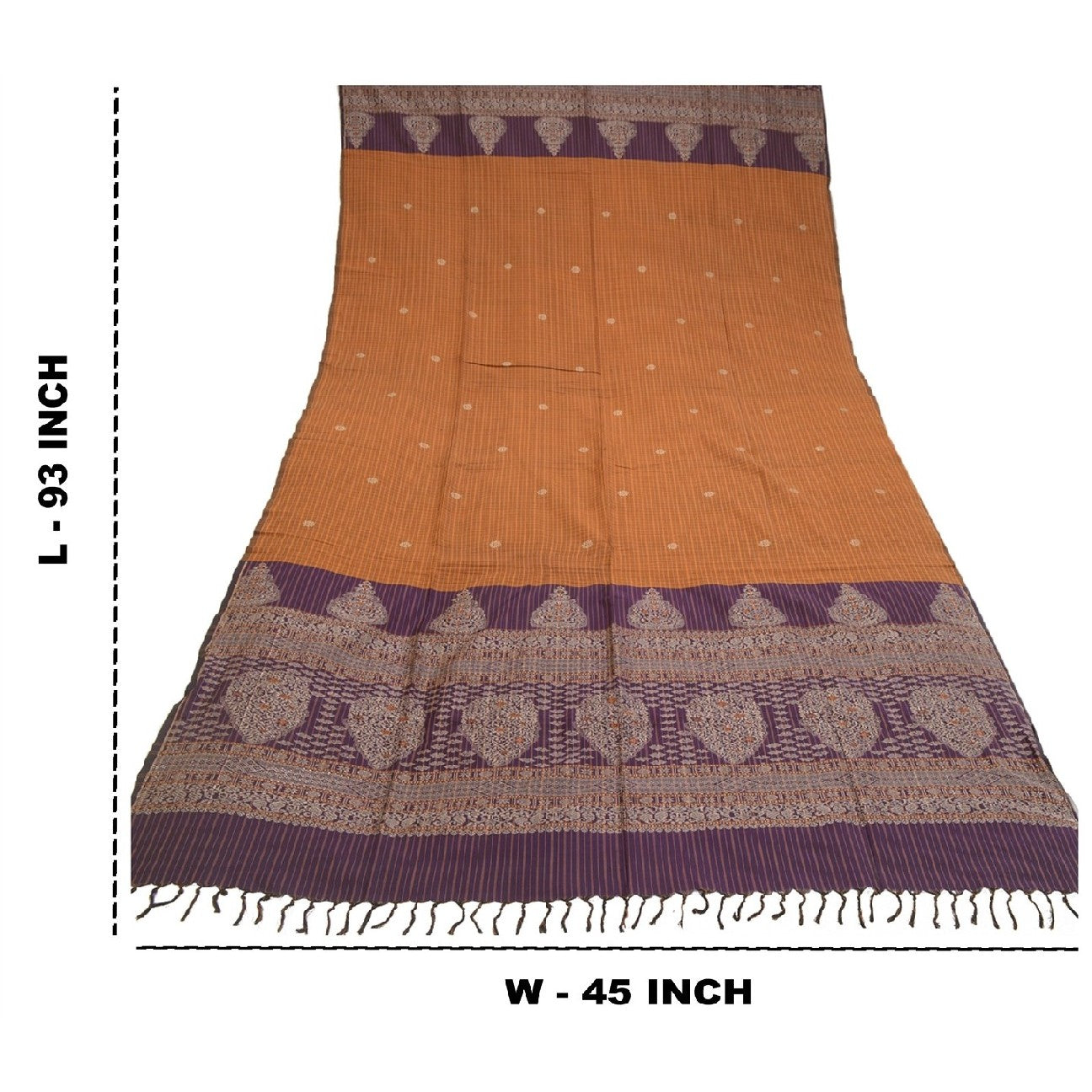 Sanskriti Vintage Dupatta Long Stole Pure Silk Saffron Woven Soft Wrap Hijab