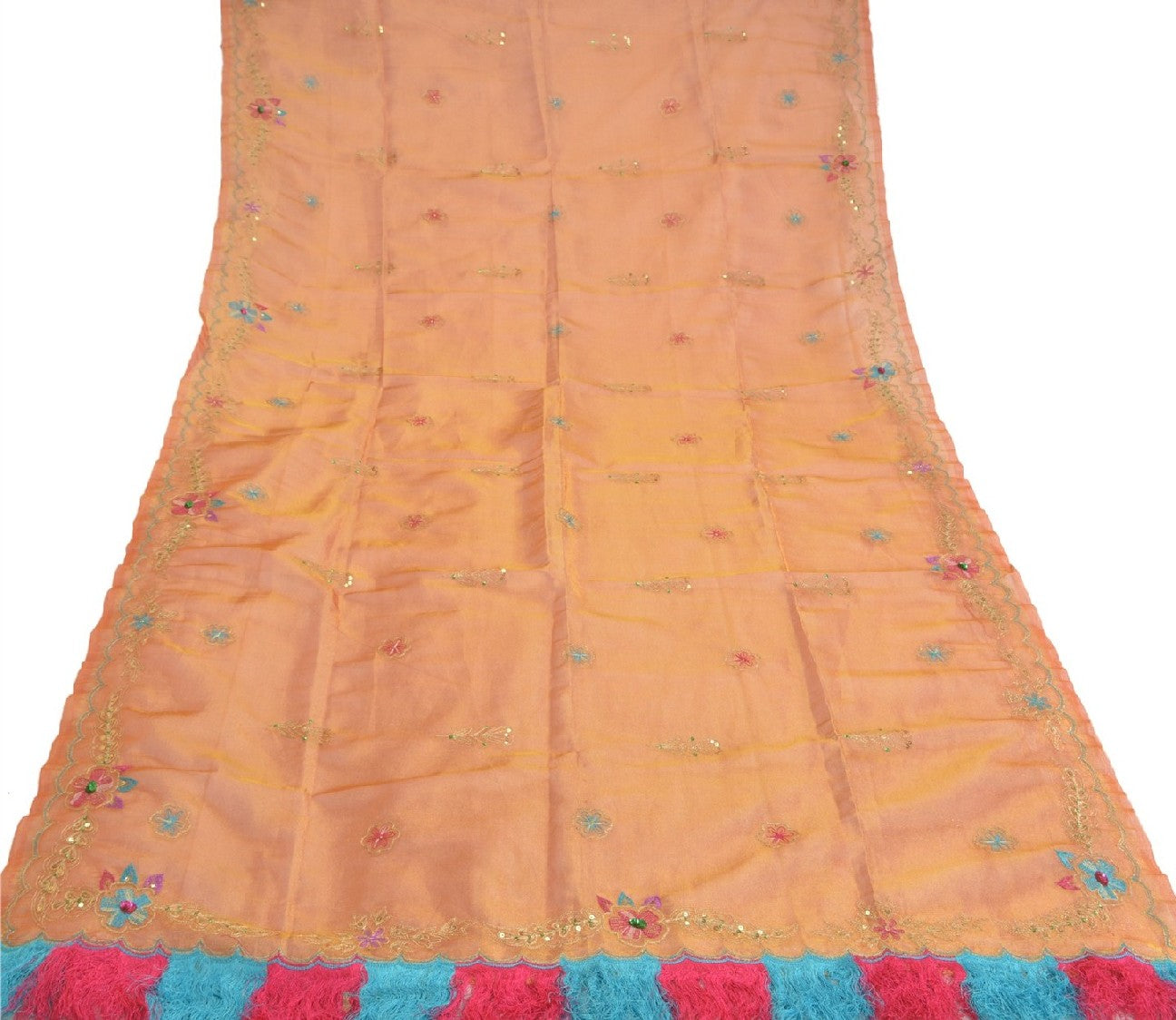 Санскритский винтажный длинный палантин дупатта из ткани золотистого цвета с бисером ручной работы шарфы зари