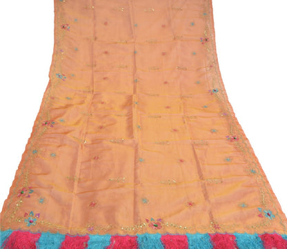 Санскритский винтажный длинный палантин дупатта из ткани золотистого цвета с бисером ручной работы шарфы зари