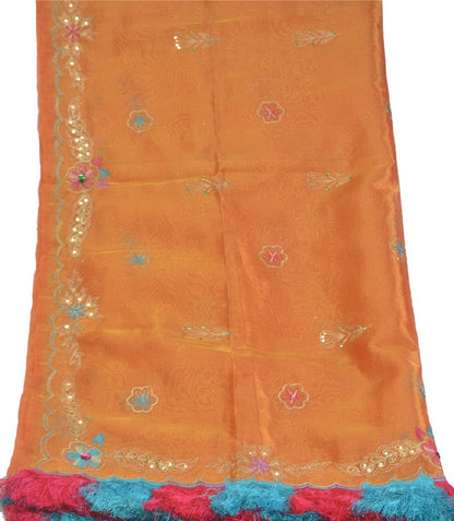 Санскритский винтажный длинный палантин дупатта из ткани золотистого цвета с бисером ручной работы шарфы зари