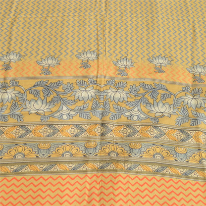 Sanskriti Vintage Dupatta Long Stole Pure Silk Mustard Hijab Hand Block Printed
