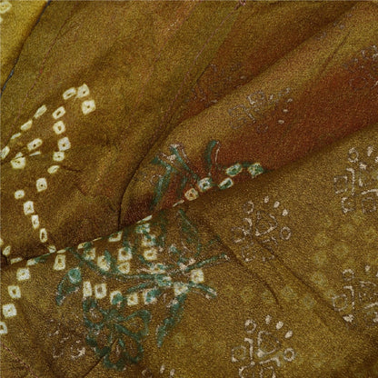 Sanskriti Vintage Dupatta Long Stole Georgette Green Bandhani Work Scarves