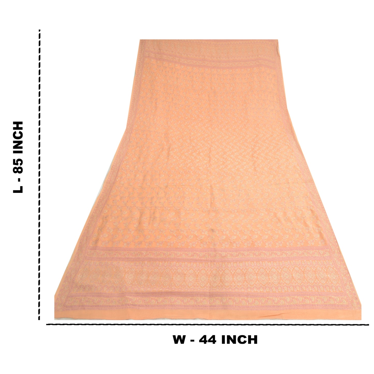 Sanskriti Vintage Dupatta Long Stole Pure Silk Peach Hijab Woven Wrap Scarves