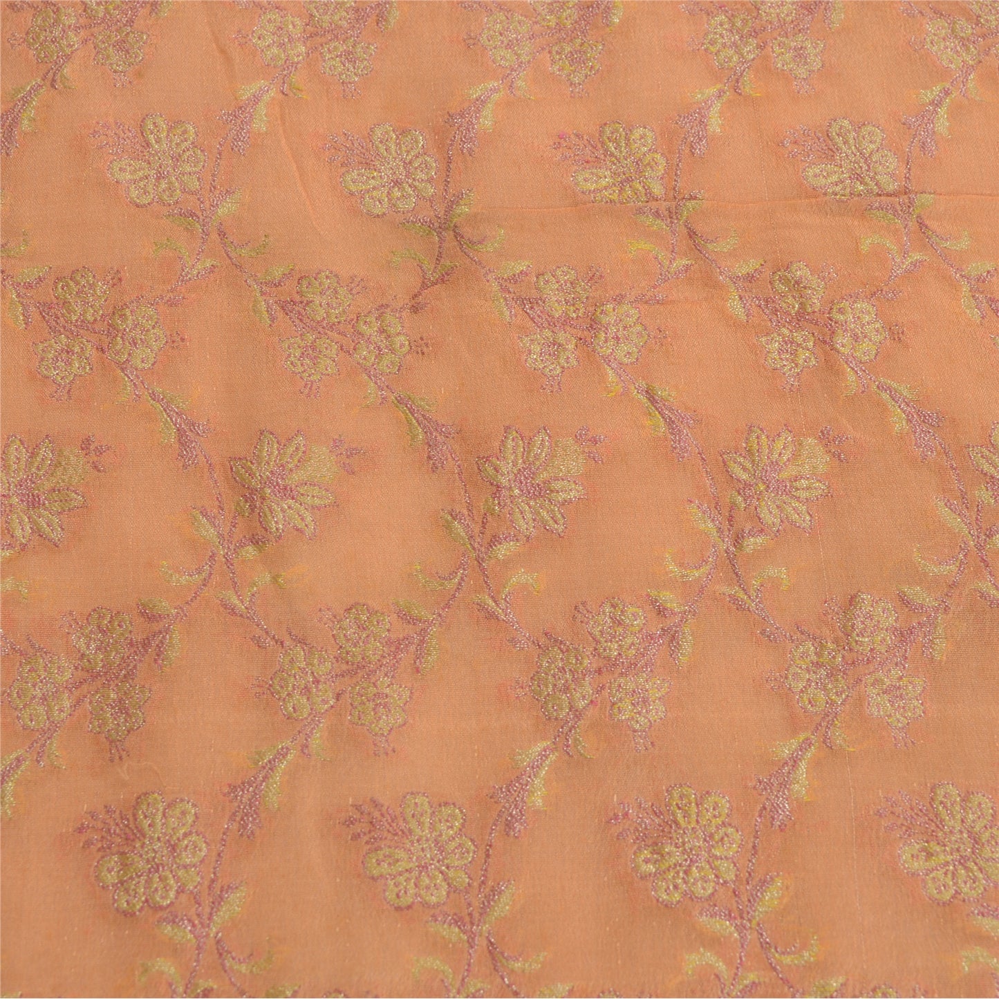 Sanskriti Vintage Dupatta Long Stole Pure Silk Peach Hijab Woven Wrap Scarves