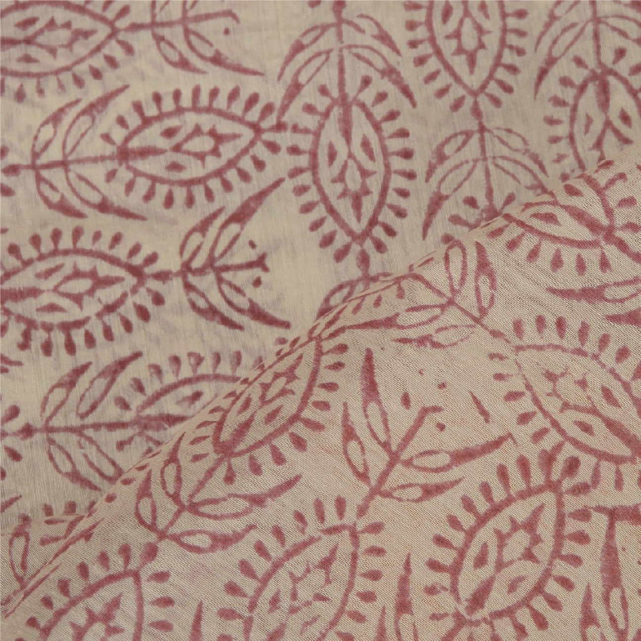 Sanskriti Vintage Dupatta Long Stole Ivory Hand Block Printed Scarves