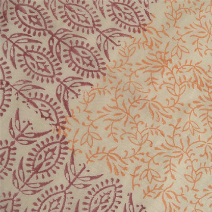 Sanskriti Vintage Dupatta Long Stole Ivory Hand Block Printed Scarves