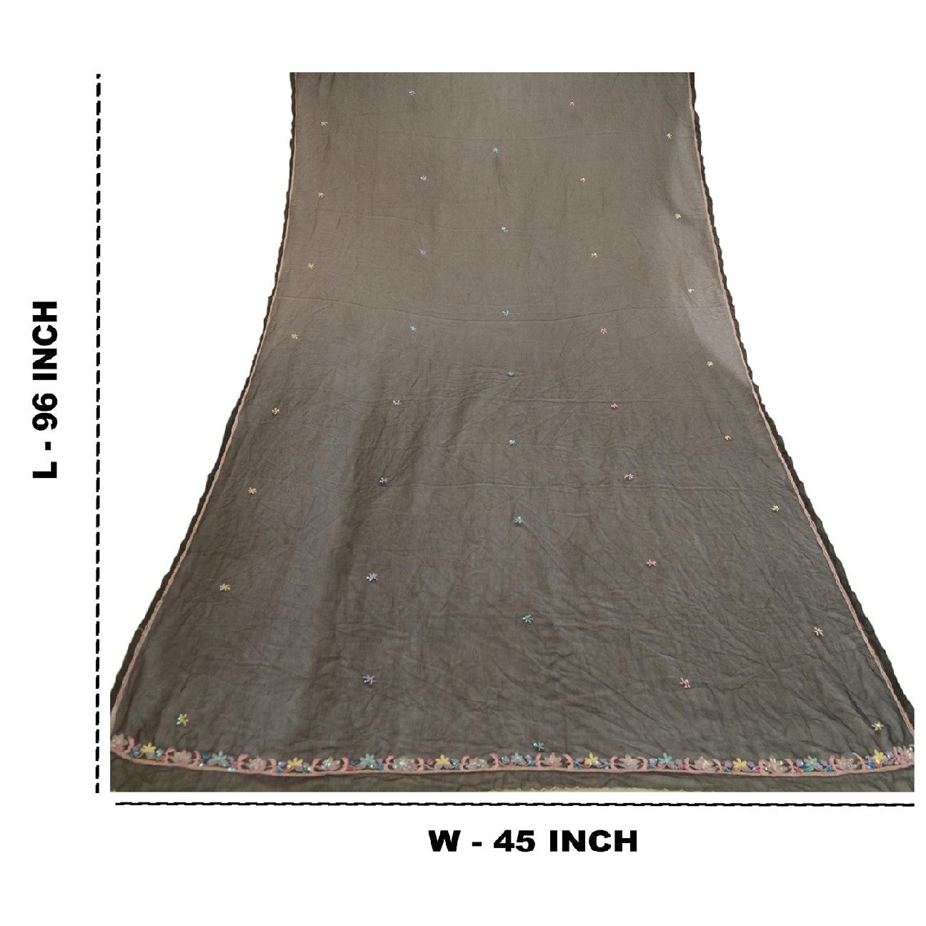 Sanskriti Vintage Dupatta Long Stole Georgette Black Hand Beaded Wrap Scarves