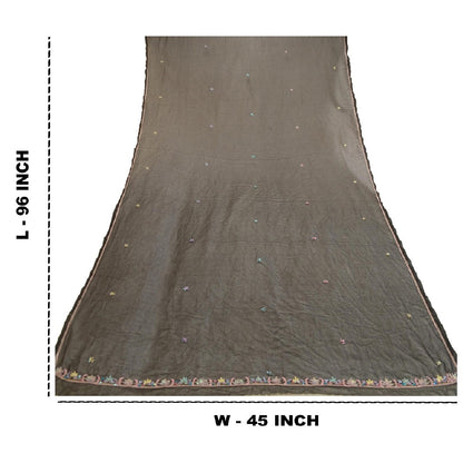 Sanskriti Vintage Dupatta Long Stole Georgette Black Hand Beaded Wrap Scarves