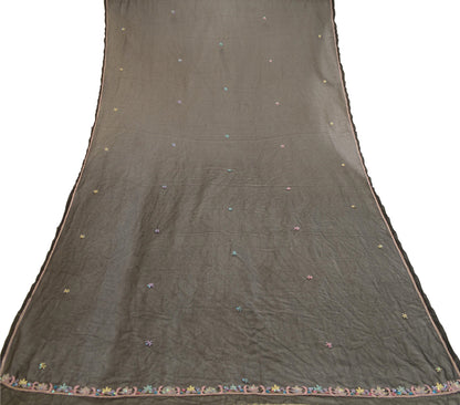 Sanskriti Vintage Dupatta Long Stole Georgette Black Hand Beaded Wrap Scarves