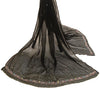 Sanskriti Vintage Dupatta Long Stole Georgette Black Hand Beaded Wrap Scarves