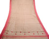 Sanskriti Vintage Dupatta Long Stole Cotton Silk Pink Hand Woven Zari Scarves