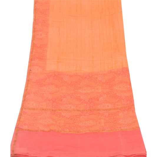 Sanskriti Vintage Peach Dupatta Long Stole Pure Cotton Printed Premium Wrap Veil