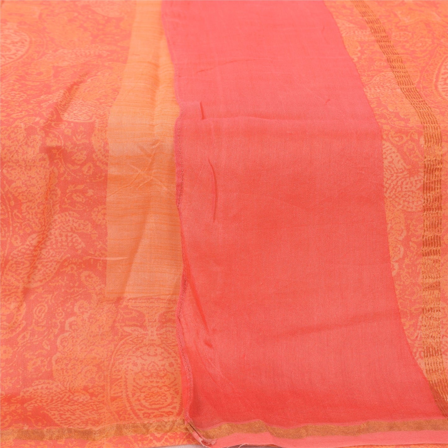Sanskriti Vintage Peach Dupatta Long Stole Pure Cotton Printed Premium Wrap Veil