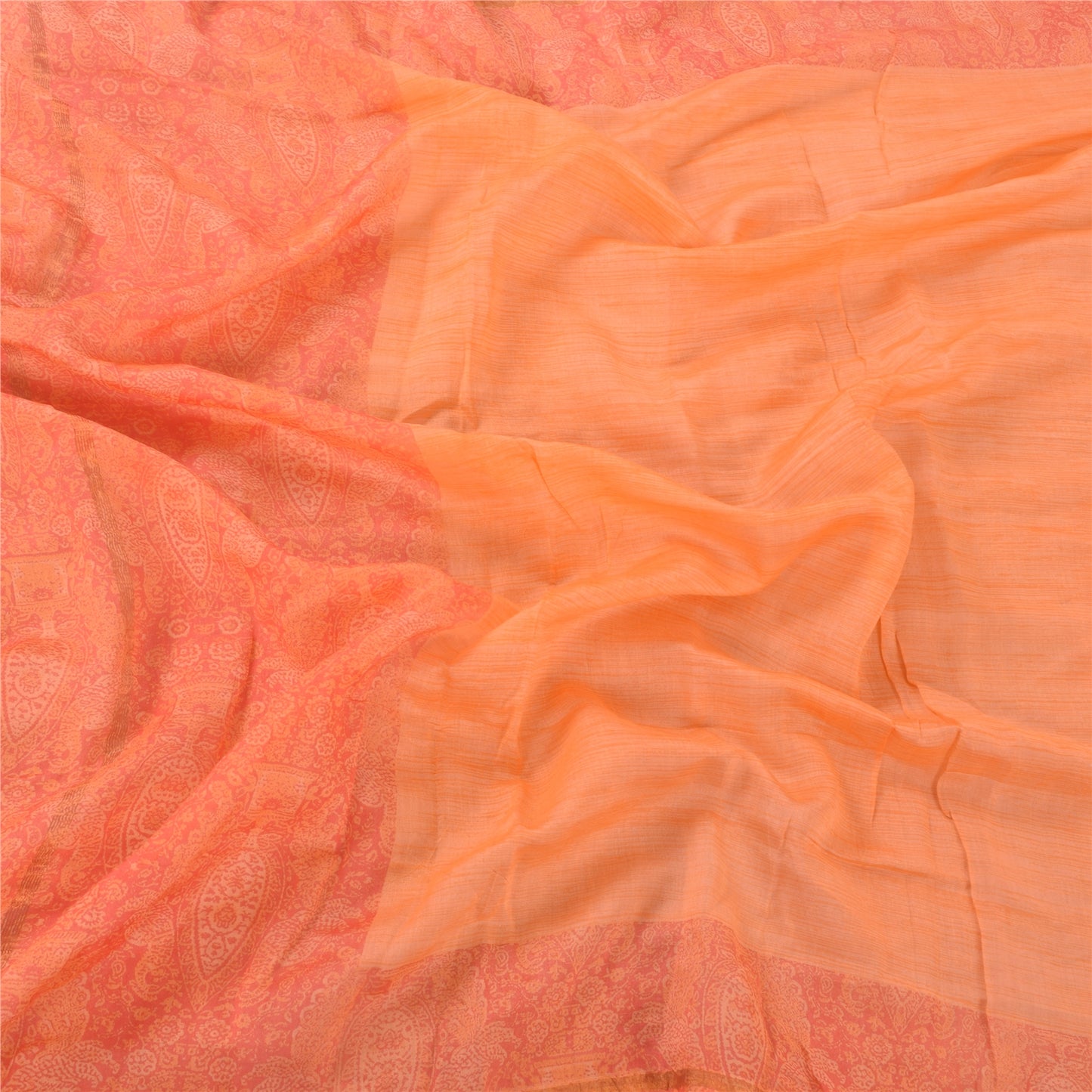 Sanskriti Vintage Peach Dupatta Long Stole Pure Cotton Printed Premium Wrap Veil