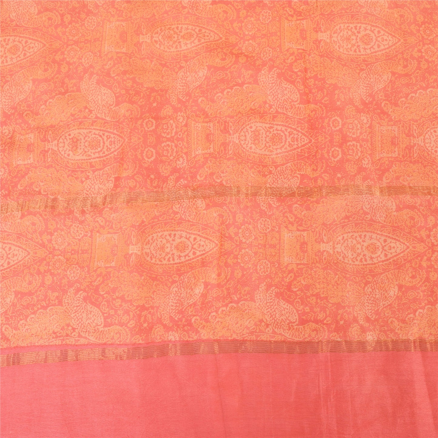 Sanskriti Vintage Peach Dupatta Long Stole Pure Cotton Printed Premium Wrap Veil