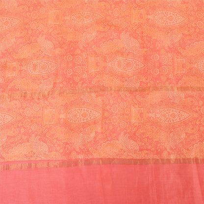 Sanskriti Vintage Peach Dupatta Long Stole Pure Cotton Printed Premium Wrap Veil