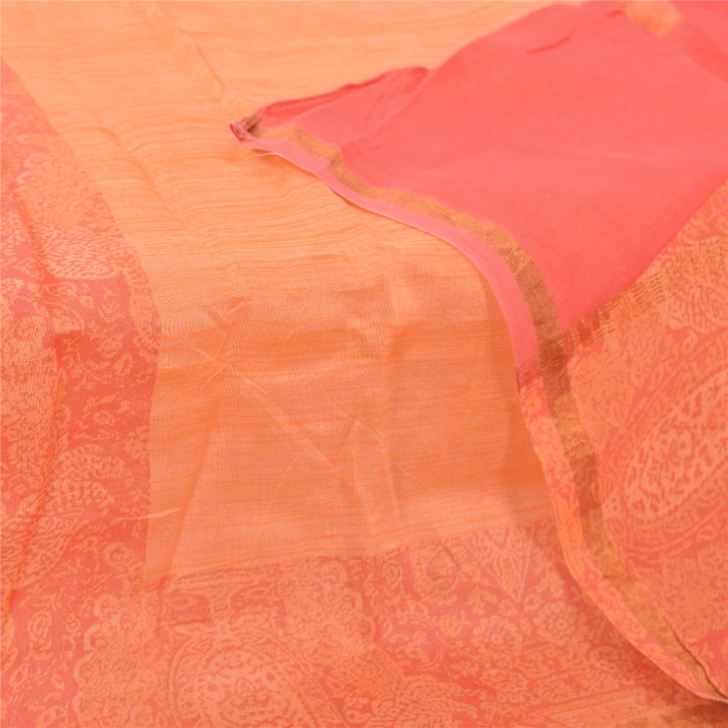 Sanskriti Vintage Peach Dupatta Long Stole Pure Cotton Printed Premium Wrap Veil