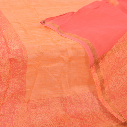 Sanskriti Vintage Peach Dupatta Long Stole Pure Cotton Printed Premium Wrap Veil