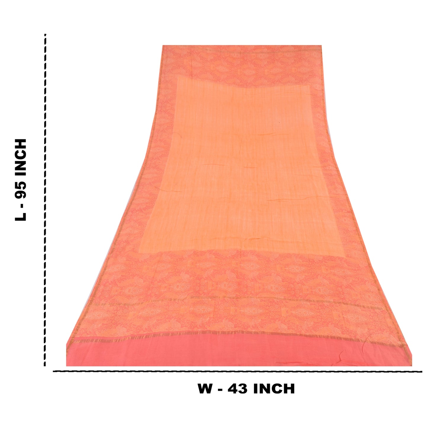 Sanskriti Vintage Peach Dupatta Long Stole Pure Cotton Printed Premium Wrap Veil