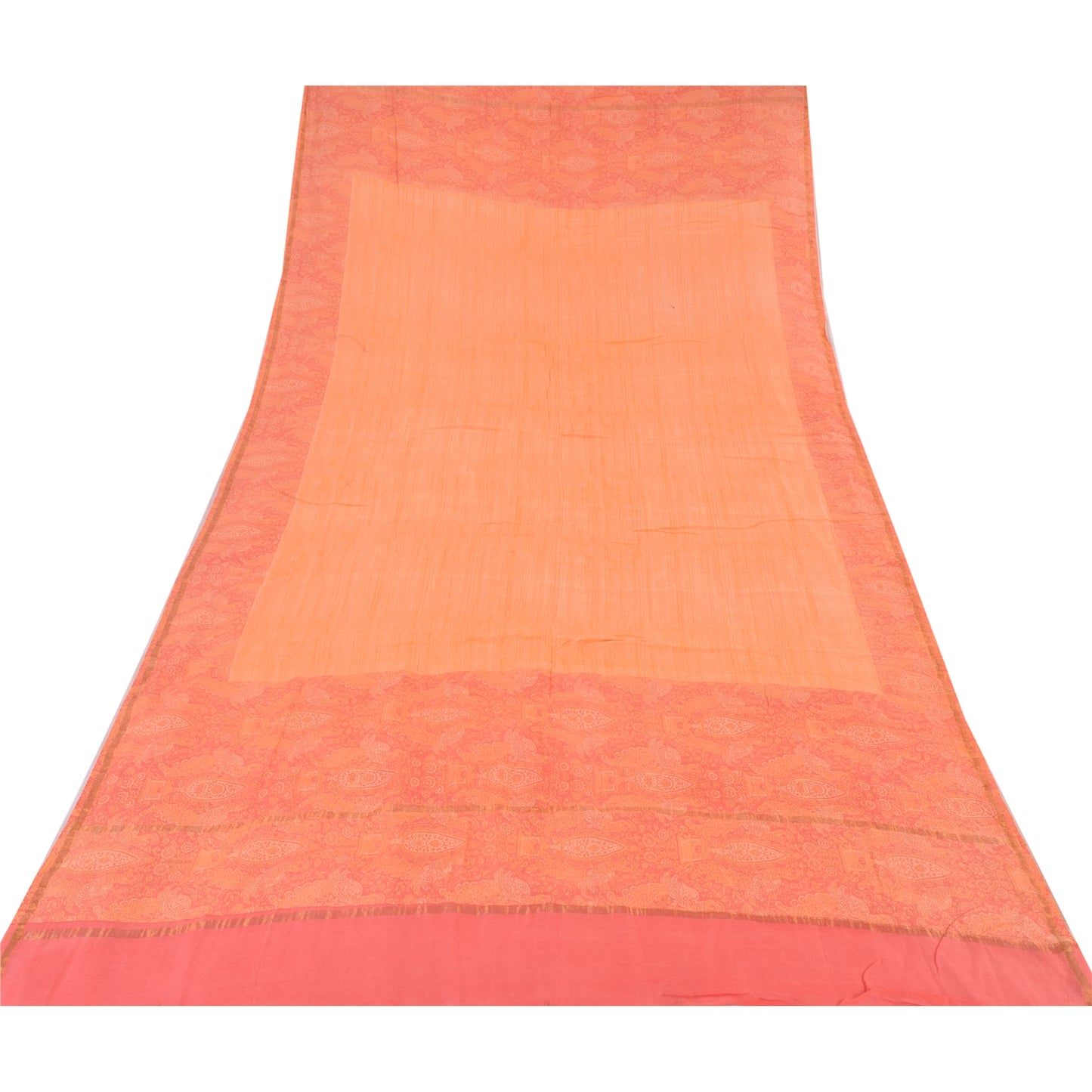 Sanskriti Vintage Peach Dupatta Long Stole Pure Cotton Printed Premium Wrap Veil