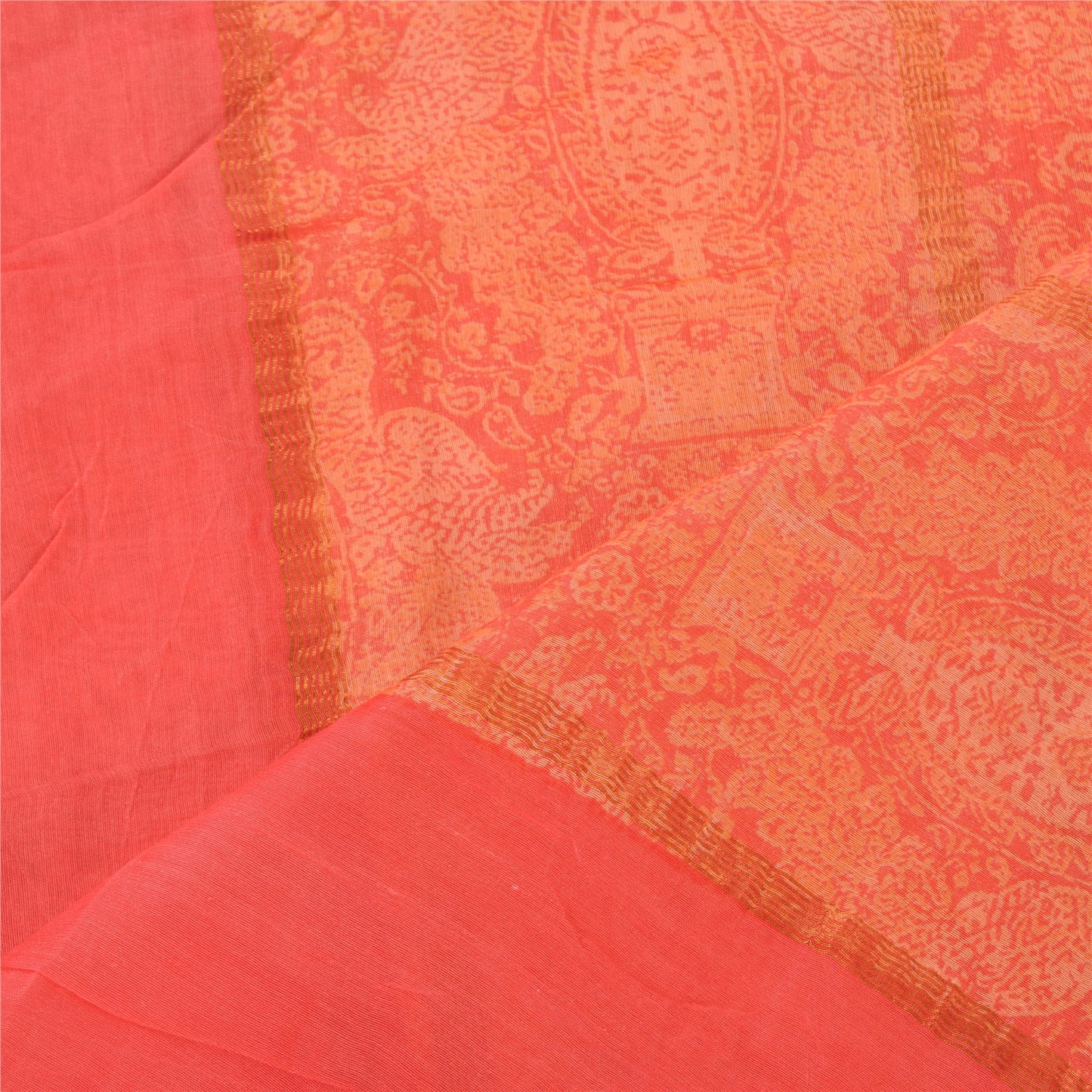 Sanskriti Vintage Peach Dupatta Long Stole Pure Cotton Printed Premium Wrap Veil