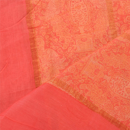 Sanskriti Vintage Peach Dupatta Long Stole Pure Cotton Printed Premium Wrap Veil