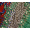 Sanskriti Vintage Dupatta Long Stole Pure Chanderi Silk Green Printed Scarves