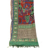 Sanskriti Vintage Dupatta Long Stole Pure Chanderi Silk Green Printed Scarves