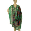 Sanskriti Vintage Dupatta Long Stole Pure Chanderi Silk Green Printed Scarves