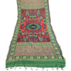 Sanskriti Vintage Dupatta Long Stole Pure Chanderi Silk Green Printed Scarves