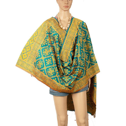 Санскрити Винтаж Дупатта Длинный Палантин Искусство Шелк Зеленый Вуаль Тканые Шарфы