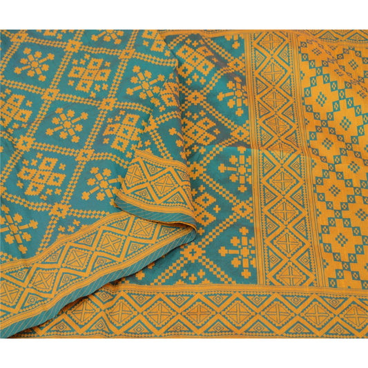 Sanskriti Vintage Dupatta Long Stole Art Silk Green Veil Woven Scarves