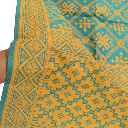 Санскрити Винтаж Дупатта Длинный Палантин Искусство Шелк Зеленый Вуаль Тканые Шарфы