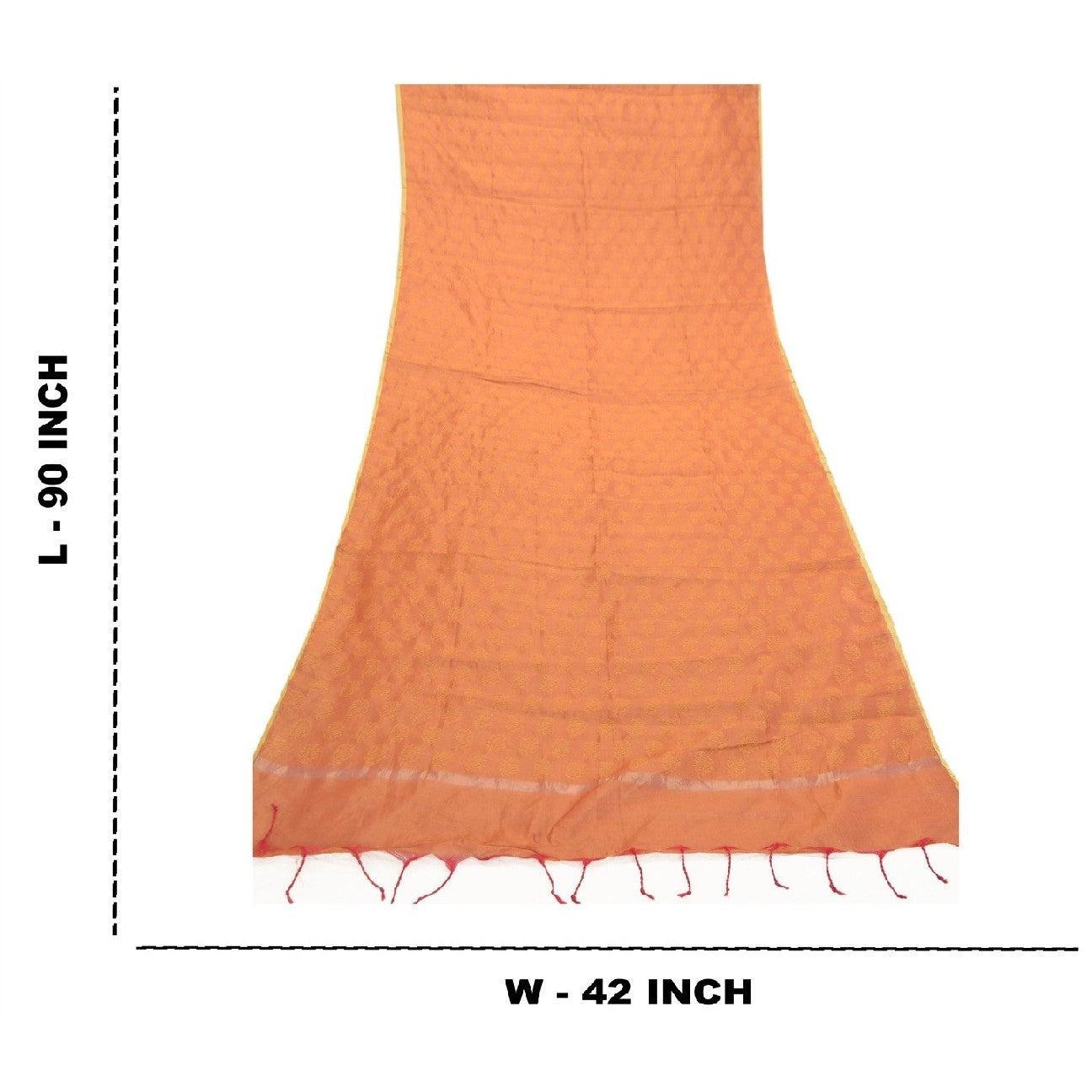 Sanskriti Vintage Dupatta Long Stole Art Silk Orange Woven Wrap Scarves