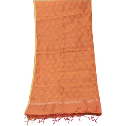 Sanskriti Vintage Dupatta Long Stole Art Silk Orange Woven Wrap Scarves