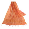 Sanskriti Vintage Dupatta Long Stole Art Silk Orange Woven Wrap Scarves