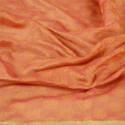 Sanskriti Vintage Dupatta Long Stole Art Silk Orange Woven Wrap Scarves