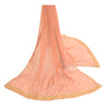 Sanskriti Vintage Dupatta Long Stole Pure Chiffon Silk Peach Hand Beaded Scarves