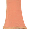 Sanskriti Vintage Dupatta Long Stole Pure Chiffon Silk Peach Hand Beaded Scarves