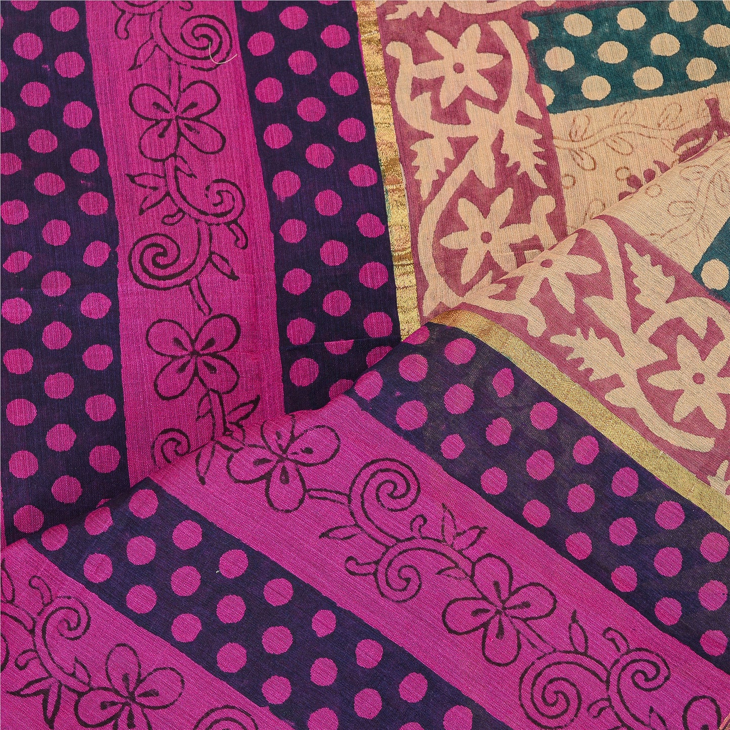 Sanskriti Vintage Dupatta Long Stole Blend Silk Ivory Printed Wrap Scarves