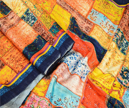 Sanskriti Vintage Dupatta Long Stole Satin Hijab Digital Printed Soft Scarves