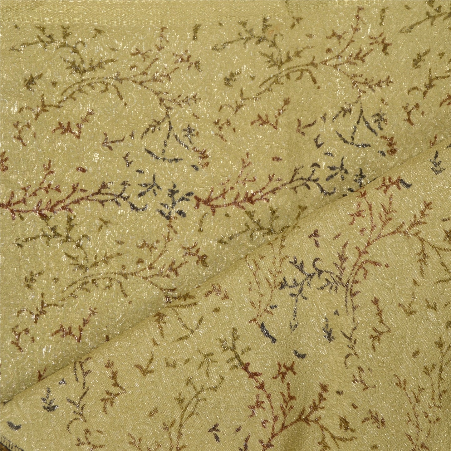 Sanskriti Vintage Dupatta Long Stole Pure Silk Olive Green Embroidered Woven