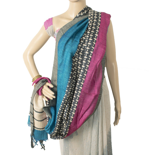 Sanskriti Vintage Dupatta Long Stole Pure Woolen Shawl Printed Wrap Scarves Veil