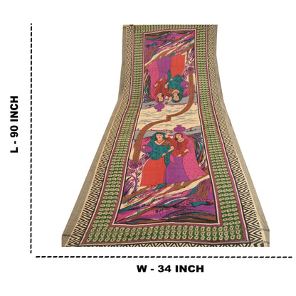 Sanskriti Vintage Dupatta Long Stole Blend Silk Hijab Printed Soft Scarves