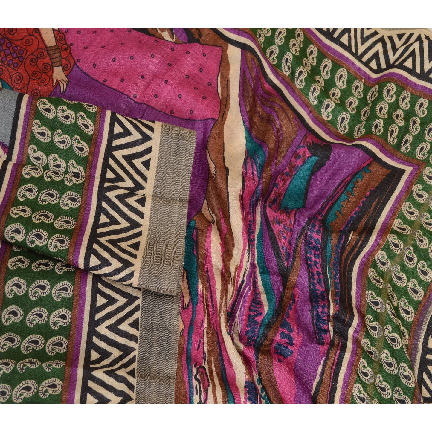 Sanskriti Vintage Dupatta Long Stole Blend Silk Hijab Printed Soft Scarves