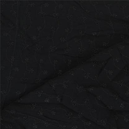 Sanskriti Vintage Embroidered-Woven Georgette Dupatta Long Stole Black Wrap Veil