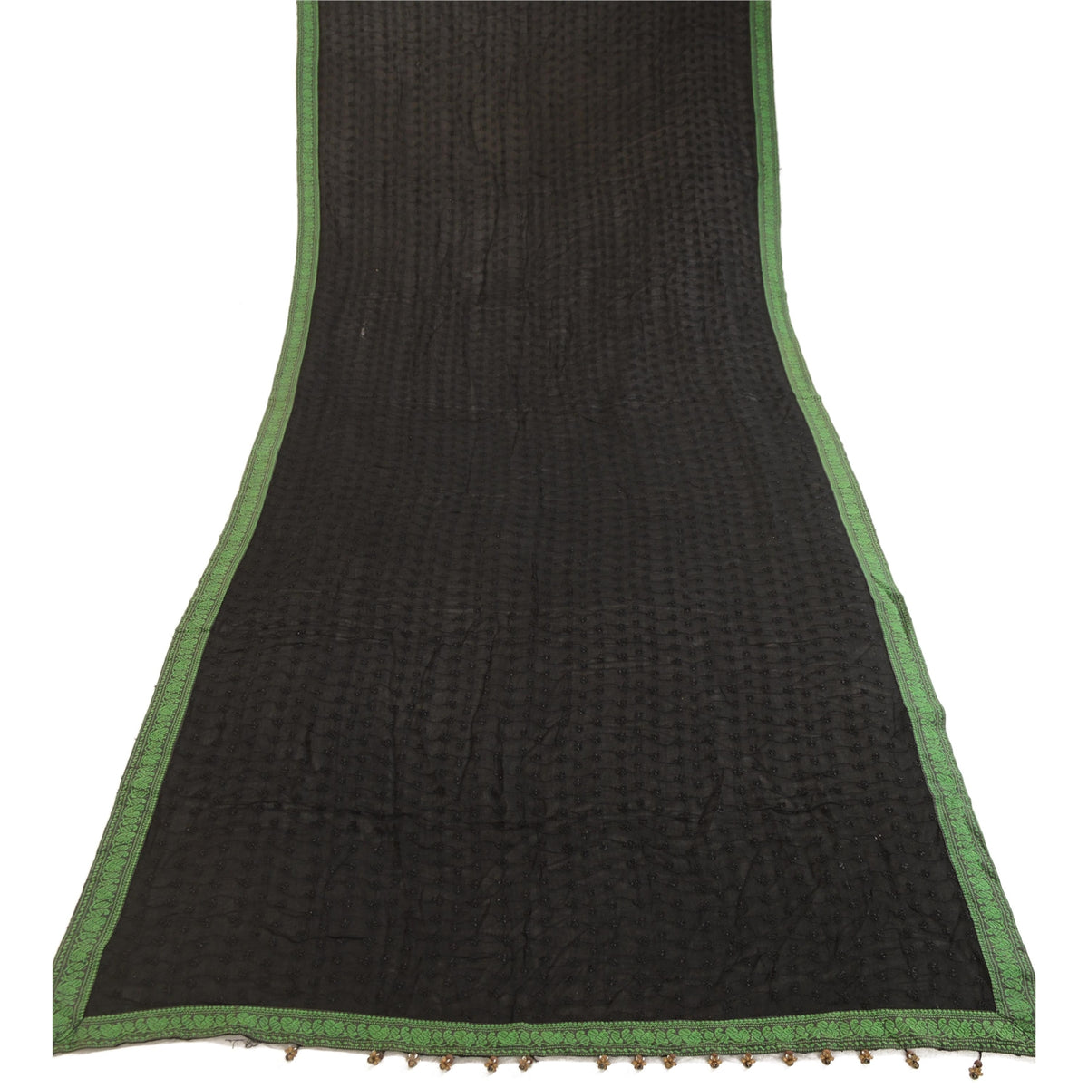 Sanskriti Vintage Embroidered-Woven Georgette Dupatta Long Stole Black Wrap Veil