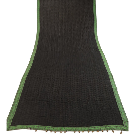Sanskriti Vintage Embroidered-Woven Georgette Dupatta Long Stole Black Wrap Veil