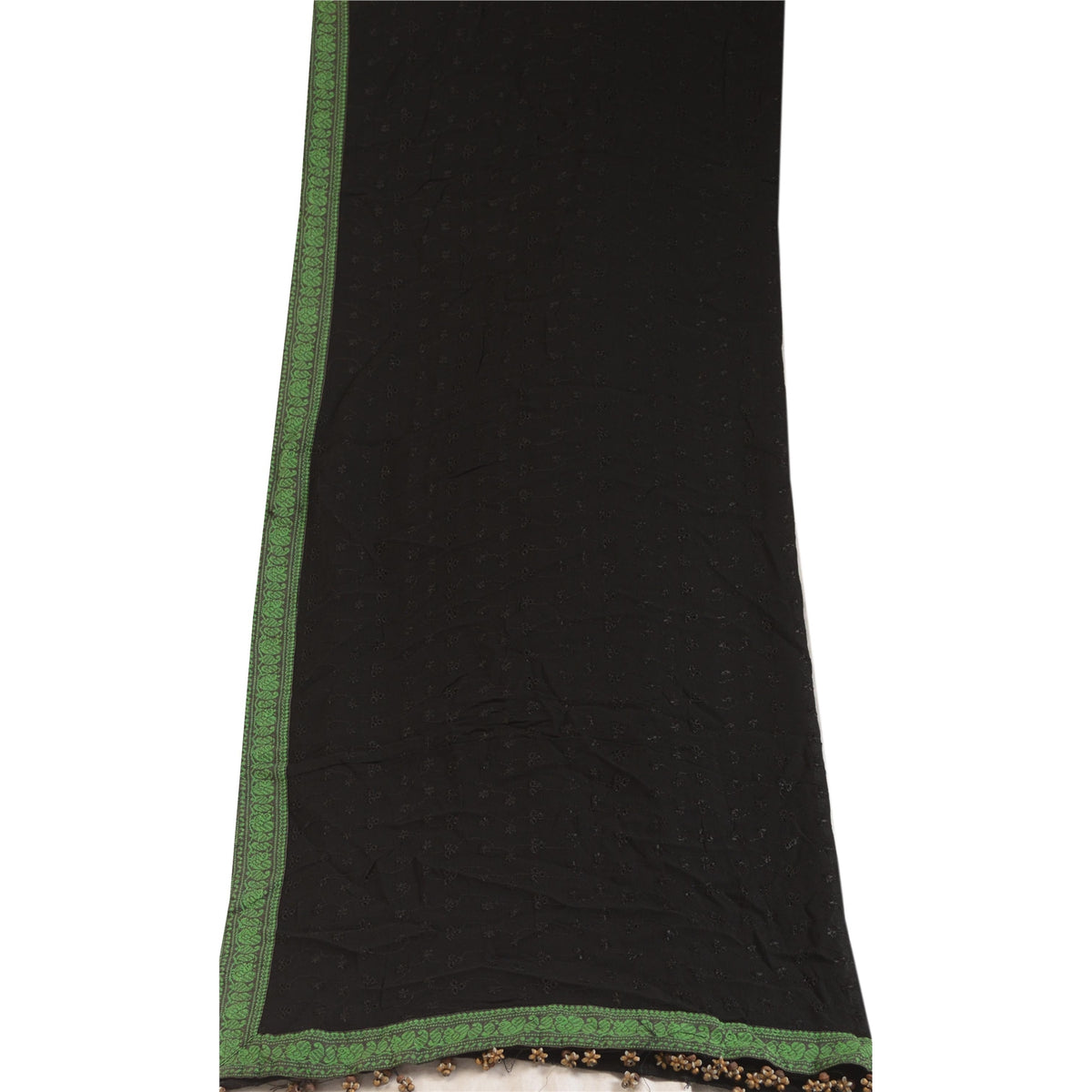 Sanskriti Vintage Embroidered-Woven Georgette Dupatta Long Stole Black Wrap Veil
